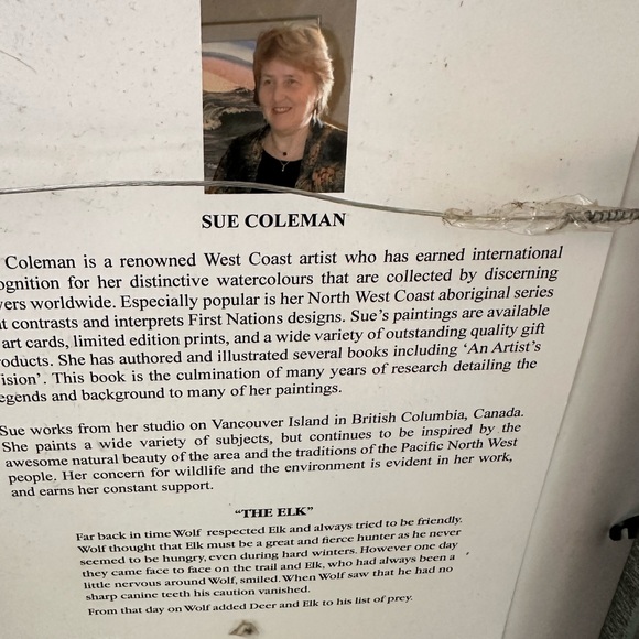 Framed Elk Art Print ELK by Sue Coleman with Clear Vue Glass First Nations - Picture 7 of 7